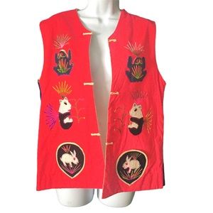 1980s Vintage Asian Quilted Embellished Vest
